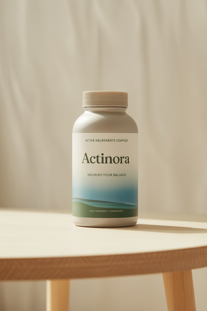 Actinora daily wellness supplement bottle with active ingredients complex